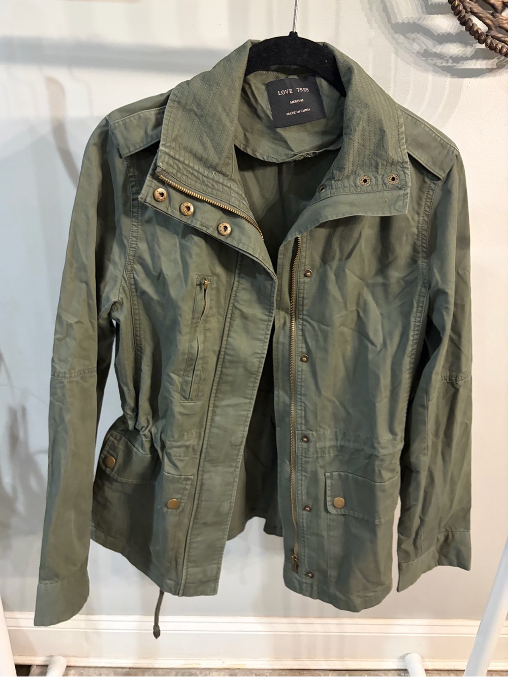 Love Tree Green Utility Jacket with Snap Details size medium
